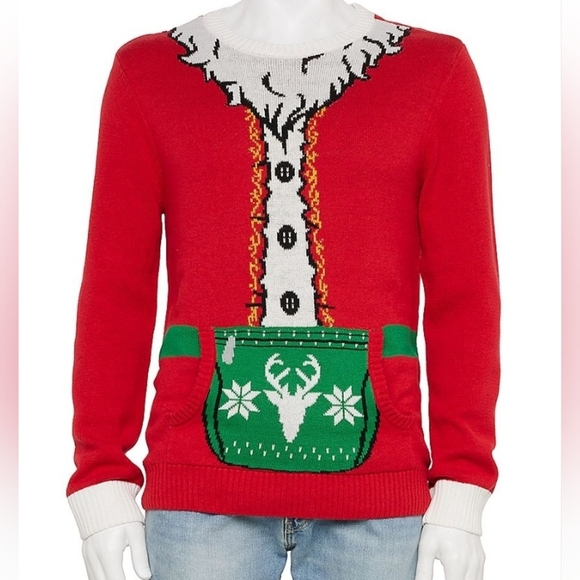 Ugly Christmas sweater mens santa with pouch pocket M nwt - Picture 1 of 3